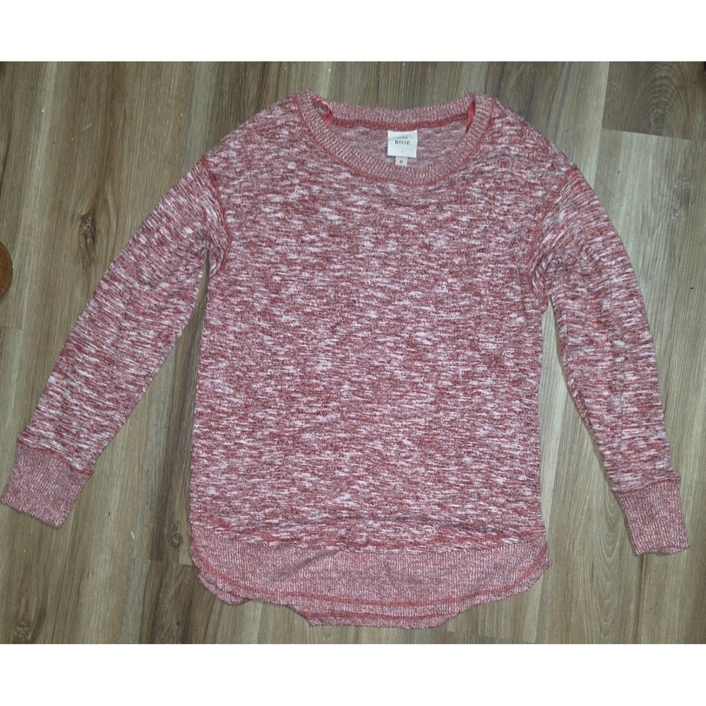Knox Rose Womens Pink Marl Knit Long Sleeve Pullover Sweater Size M